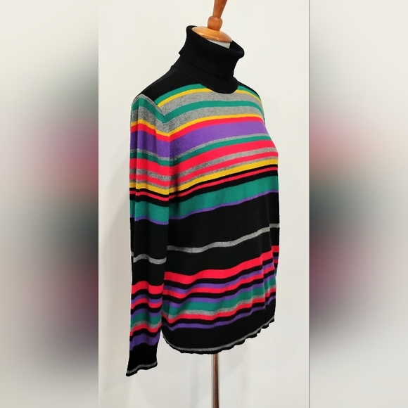 Joseph A Sweaters - VIBRANT STRIPES TURTLE NECK